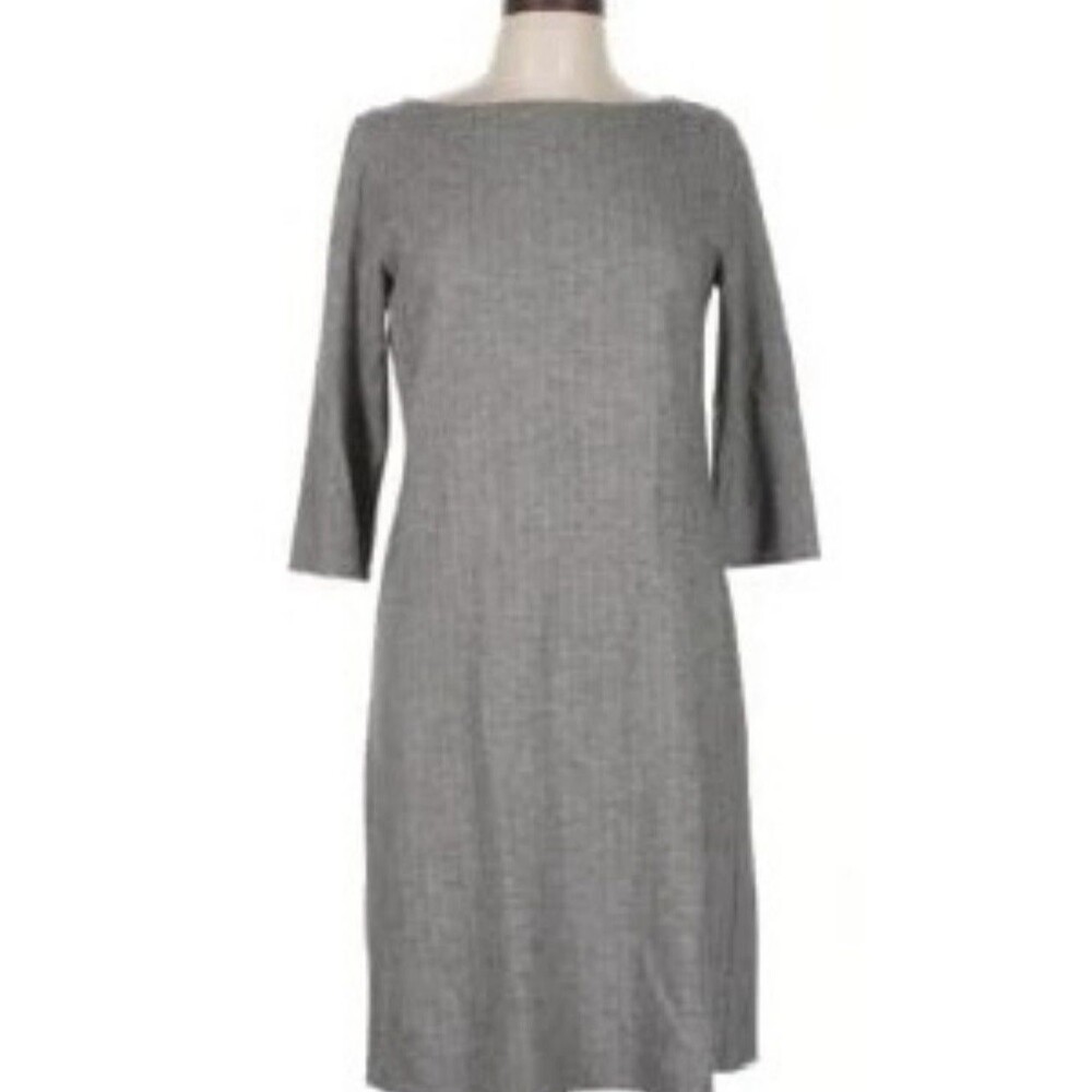 Worth New York Womens Dress 3/4 Sleeve Grey Herringbone ViscoseWool Blend Size 0